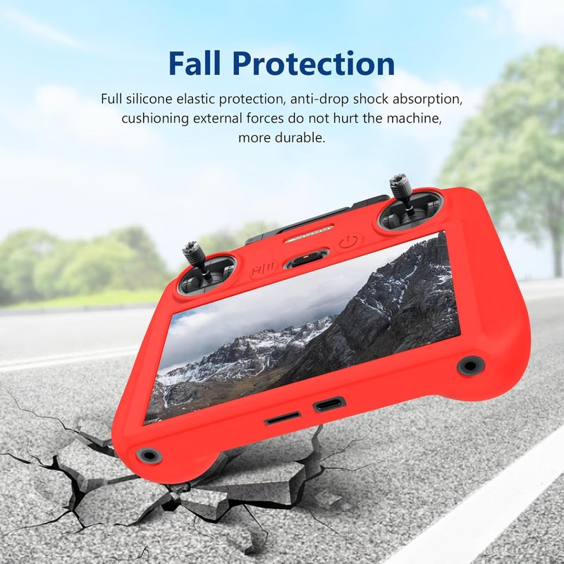 Reflex Camera Silicone Cover for DJI RC 2 Remote Control - Shockproof Protective Case for DJI Mavic Air 3, Lightweight & Durable. (Red) - Image 4